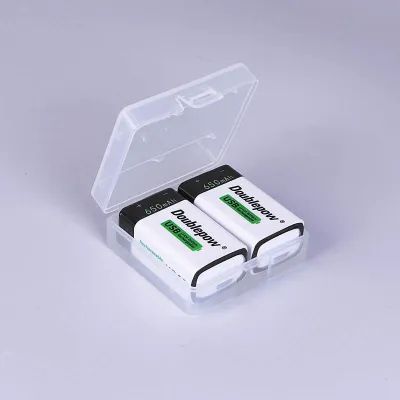 Doublepow 9V 650mAh USB Rechargeable Li ion Battery Built in Micro USB Charging